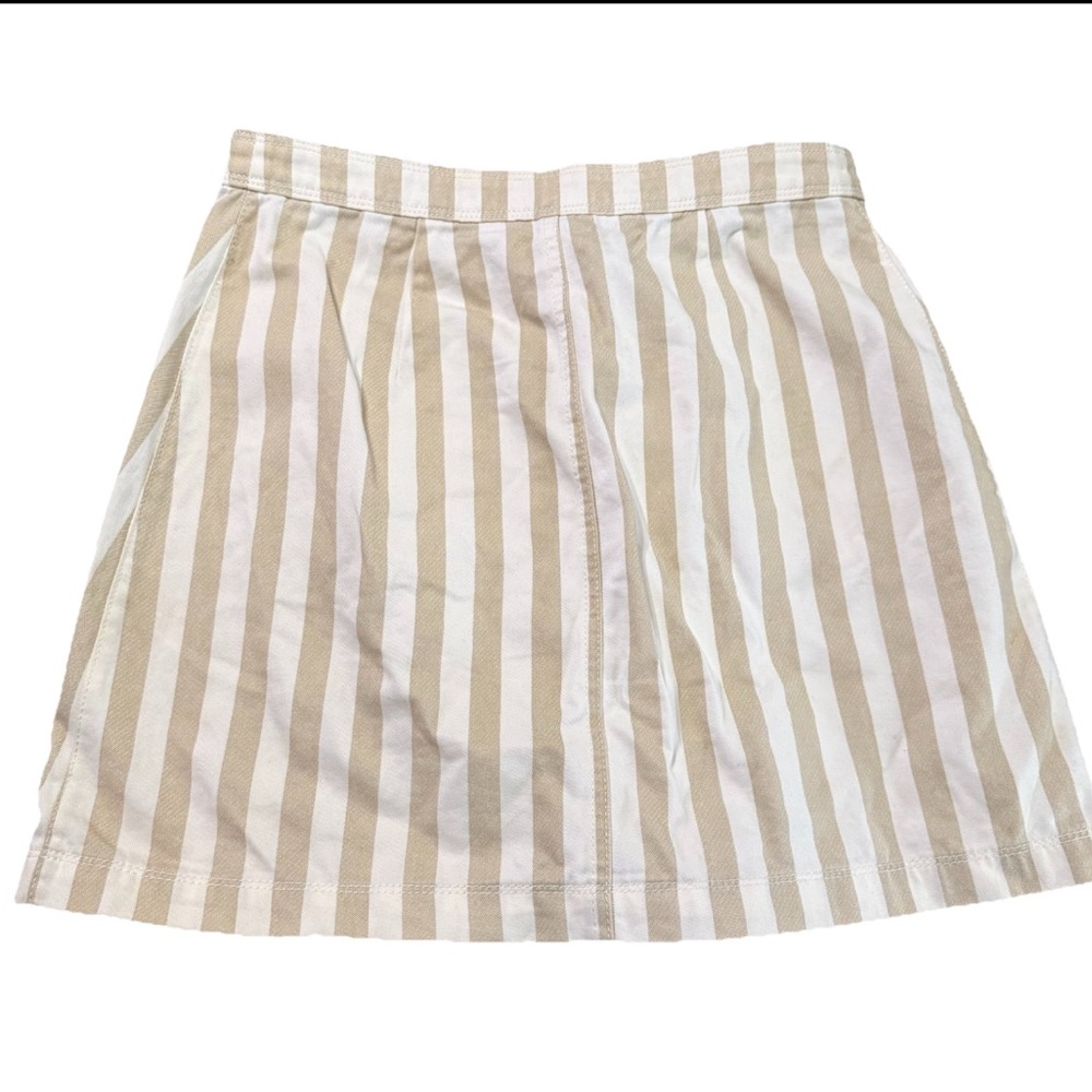 Old Navy Khaki Beige & White Striped Button-Front Mini Skirt - Picture 2 of 4